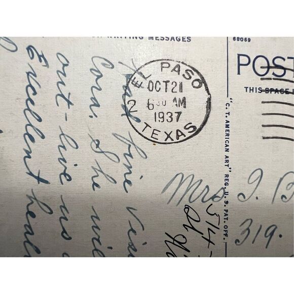 RARE US Green Ben Franklin Postage 1c Stamp on Post Card 1937 - Picture 2 of 3